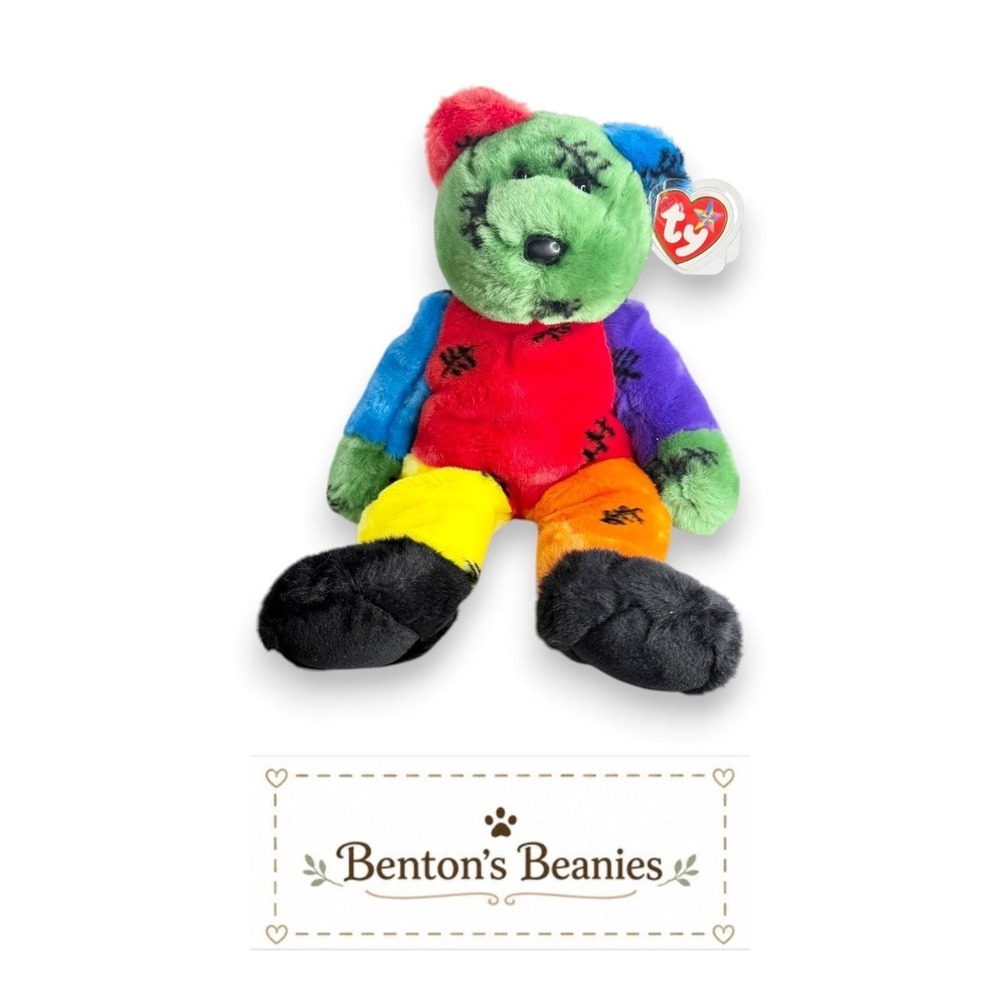 Frankenteddy Ty Beanie Buddy | Monster Mash Buddy | Mint Heart Tag